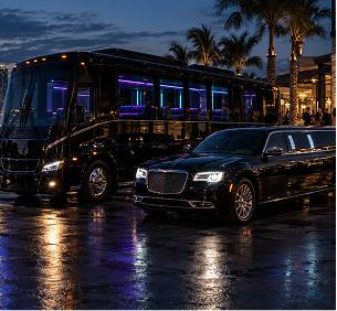 Luxury party bus and limousine